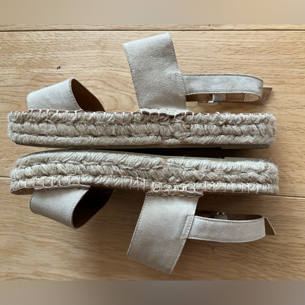 Alohas Platform Espadrilles Double Strap Slingback Beige Size 9